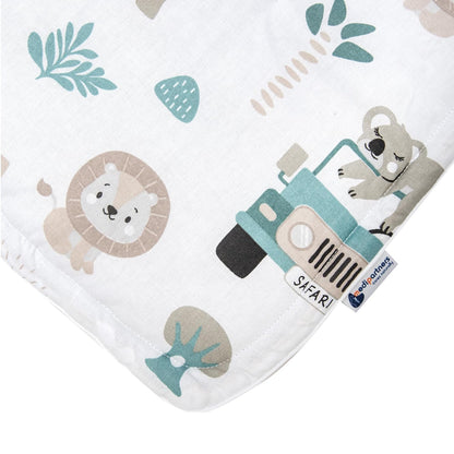 Sitzauflage Kinderwagen Buggy Baby Sommer Kindersitz Einlage Universal - 5tgl Gurtpolster + Spielbogen Kinderwagenset Babyschale (Safari mit beige Minky)