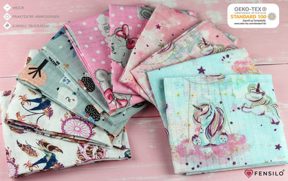FENSILO - Mulltücher - Mullwindeln - 10er Pack 70x80 cm - Stoffwindeln, Made IN EU, schadstoffgeprüft - Spucktücher Set für Mädchen – Baby Mullwindeln- Rosa - Oeko-TEX Zertifiziert