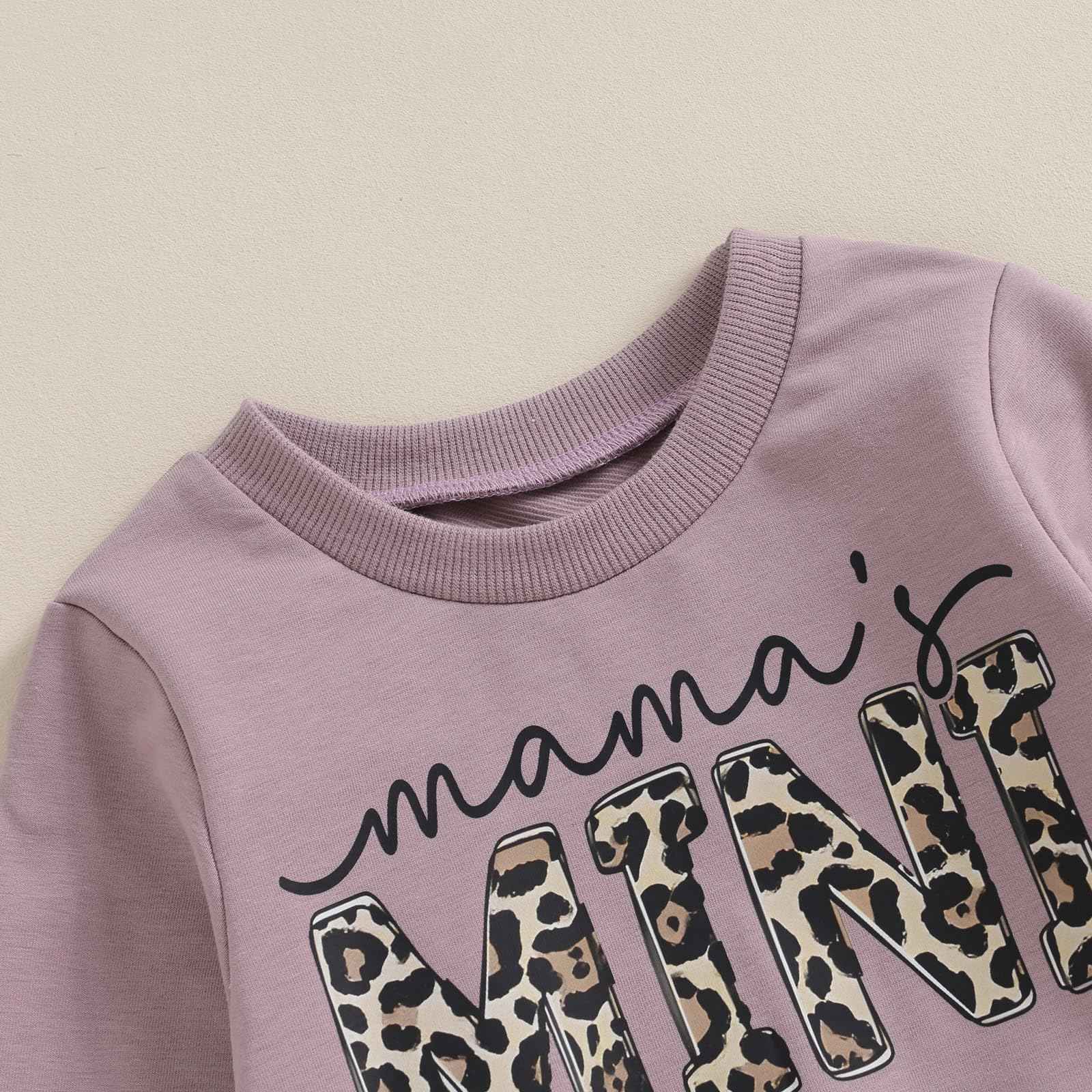 Geagodelia Baby Girl Clothing Outfit Set Long Sleeve Sweatshirt + Leopard Trousers Newborn Soft Baby Set Mama's Mini 2-Piece