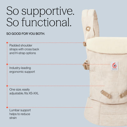 Ergobaby Adapt Babytrage für Neugeborene ab Geburt, 3-Positionen SoftFlex Mesh Ergonomische Babybauchtrage Rückentrage Baby-Tragetasche, Natural Beige, 1 Einheit