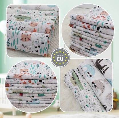 FENSILO - Mulltücher - Mullwindeln - 10er Pack 70x80 cm - Stoffwindeln, Made IN EU, schadstoffgeprüft - Spucktücher Set für Mädchen – Baby Mullwindeln- Rosa - Oeko-TEX Zertifiziert
