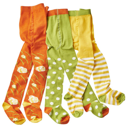 wellyou Children's Tights Girls & Boys - Set of 3 Baby Tights with Pattern - Colourful Cotton Tights Made of Oeko-Tex Certified Materials (Size 62-146)