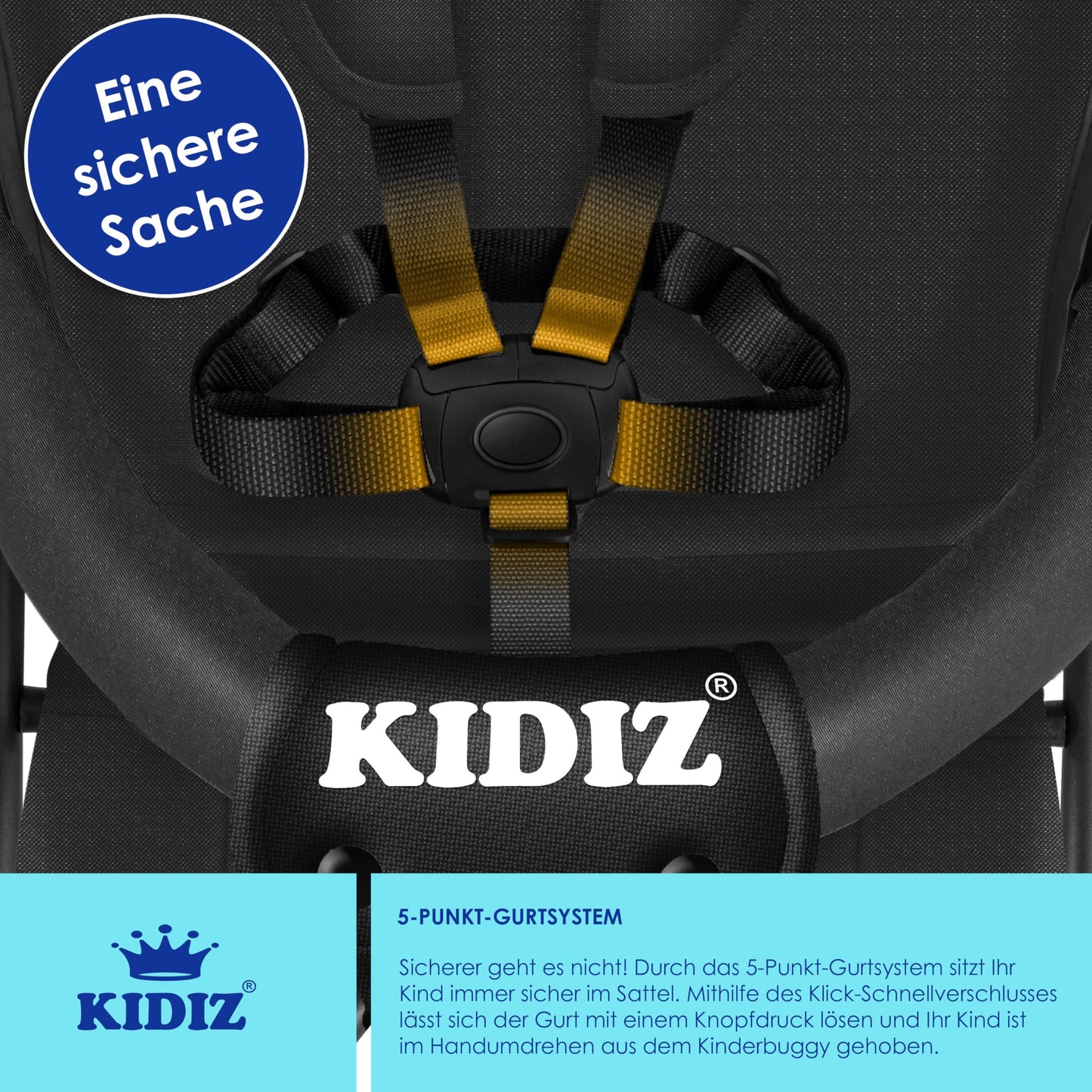 KIDIZ® City Buggy Foldable 360° 4 Inch Wheels Including Sun and Rain Cover Foldable 5-Point Safety Belt from 6 Months Anthracite - Meloni2