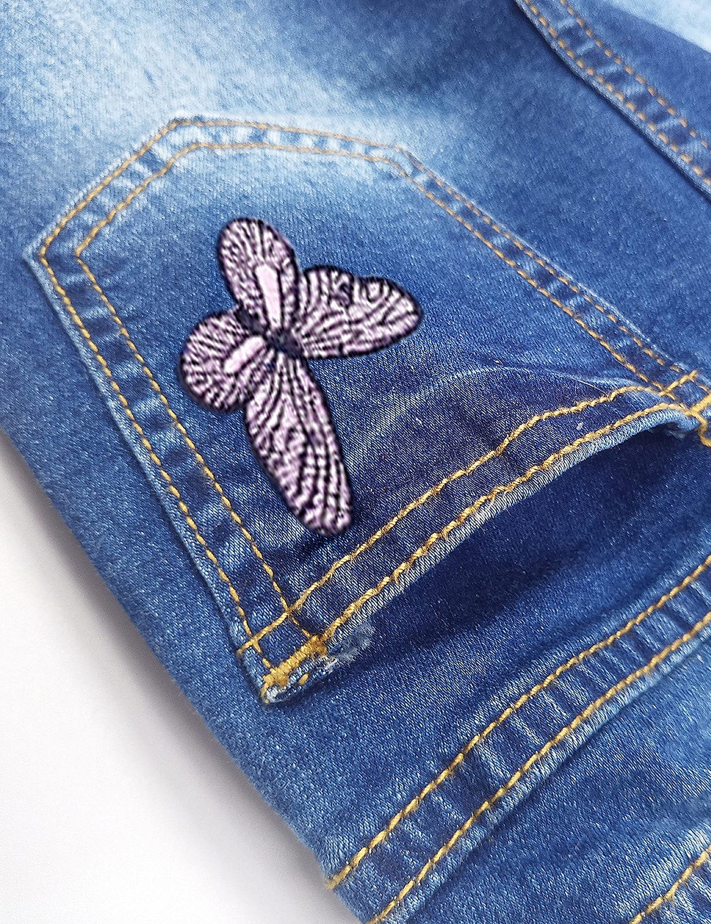 KIDSCOOL SPACE Girls Jeans Split Hem with RAL Edges Elastic Waist in High Elastic Wide Leg Denim Pants