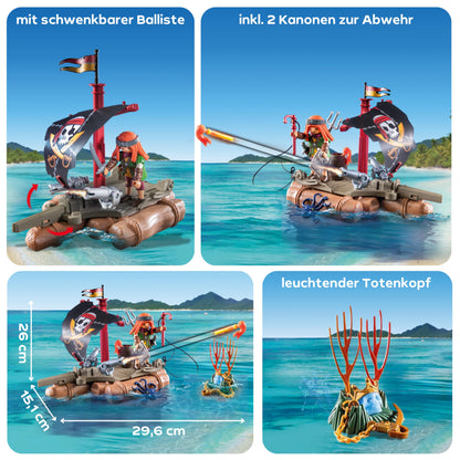 PLAYMOBIL Pirates 71794 Treasure Recovery on Pirate Raft Pirate Toy Pirate Figure Toy for Children from 4 Years