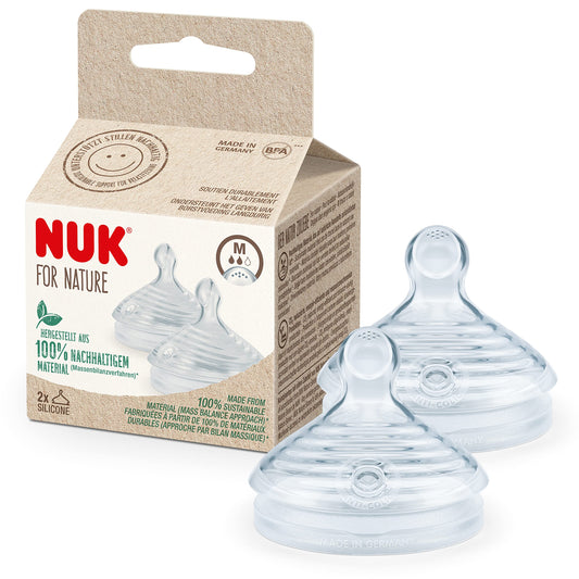 NUK for Nature Babyflaschen | mittelgroßer Trinksauger | 260 ml | Der Mutterbrust nachempfundener Anti-Colic Trinksauger ( Silikon) | Temperature Control | Nachhaltige Materialien | Grün