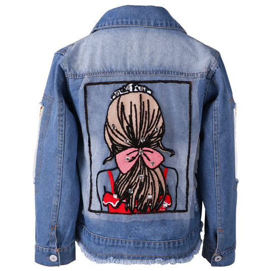 Amur Leopard Kids Girls Denim Jacket Cotton Denim Jacket Cute Children Spring Autumn Jacket 