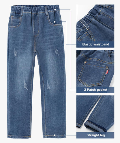 YoungSoul Jungen Jeanshosen - Jeans mit Abschürfungen - Kinder Hose mit elastischem Bund Gr. 128-176