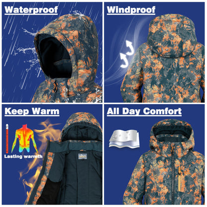 SMONTY SNOWER Boys' Snowsuit with Removable Hood, Ski Suit, Extra Warm, Winter Suit