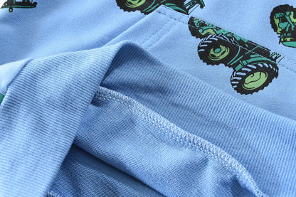 CM-Kid Hoodie Jungen Kapuzenpullover Langarm Bunt Kinder Sweatshirts Traktor Truck Dinosaurier Tops 1-7 Jahre Gr.92-134