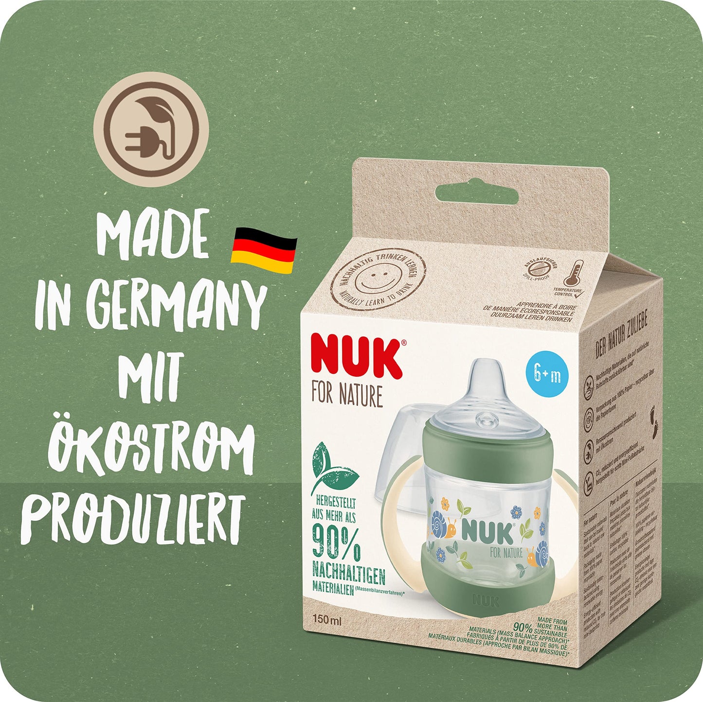 NUK First Choice+ Trinklernflasche | 6–18 Monate | 150 ml | Temperature Control Anzeige | Anti-Colic-Ventil | auslaufsichere Trinkschnabel | Ergonomische Griffe | BPA-frei | Disney Winnie Puuh blau - Meloni2
