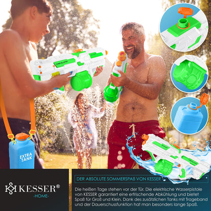 KESSER® Wasserpistole Elektrisch mit Akku Spritzpistolen 1000 ml große Wasserspritzpistole für Kinder und Erwachsene, 8m Reichweite, Wasserspielzeug inkl. Akku, Ladekabel & Extra-Tank Rot/Schwarz