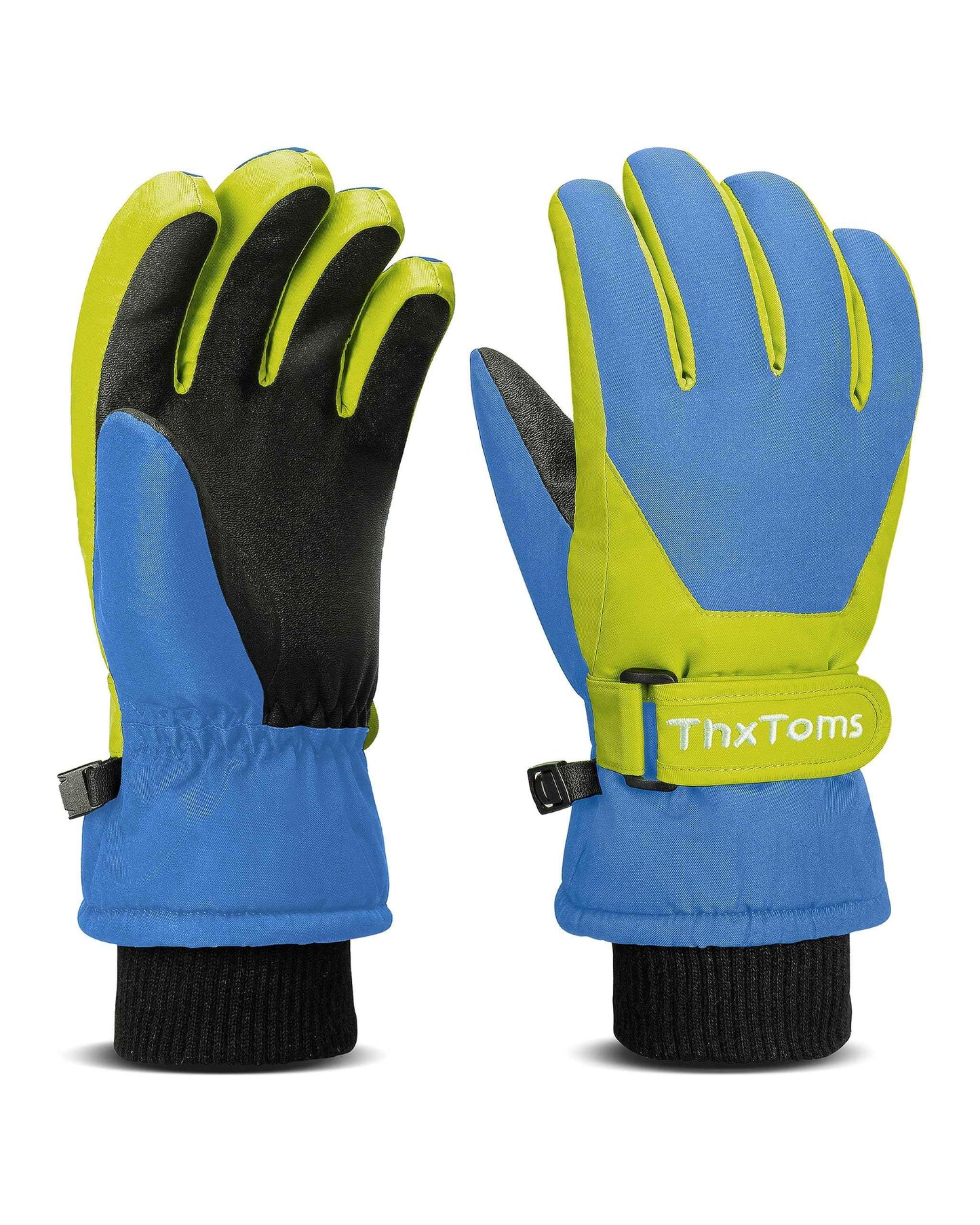 ThxToms Children's Ski Gloves, Winter Snow Ski Gloves, -15°C, Windproof, Waterproof, Warm, PU Thickened Cold Weather, Outdoor Sports, Snowboarding, Skiing, Bike, for Boys and Girls aged 3-13 Years Old