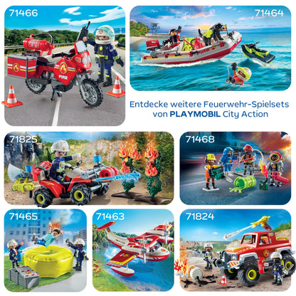 PLAYMOBIL Action Heroes 71464 Fire Boat with Aqua Scooter, Exciting Water Rescue, Includes Diving Goggles, Flippers and Life Jacket, Realistic Toy for Children from 4 Years