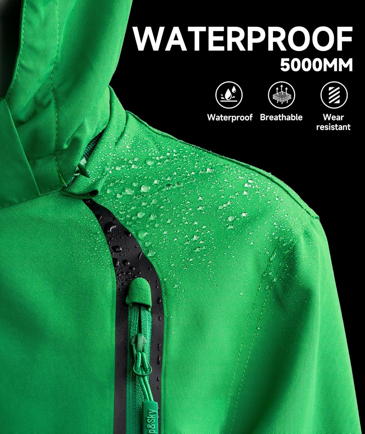 YoungSoul Children's Waterproof Rain Jacket with Removable Hood
