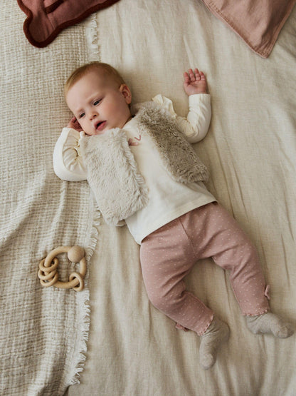 NEXT Baby Mädchen Baby Fellweste, Oberteil und Leggings im 3-teiligen Set