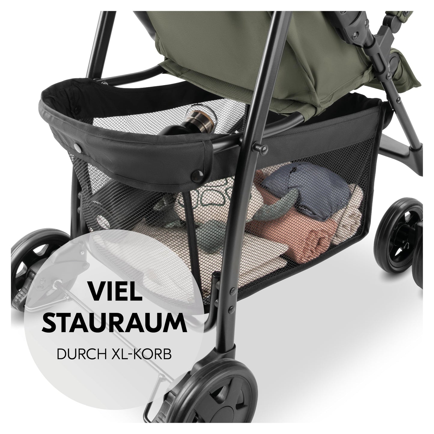 Hauck Lightweight Stroller up to 18 kg with reclining function from birth, small foldaway, sun canopy, large basket