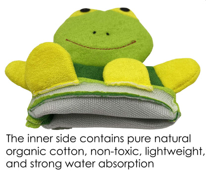 VAIYNWOM Frog Wash Mitt with Animal Motif for Happy Bathing Fun, Wash Mitt for Babies and Children from 0+ Months