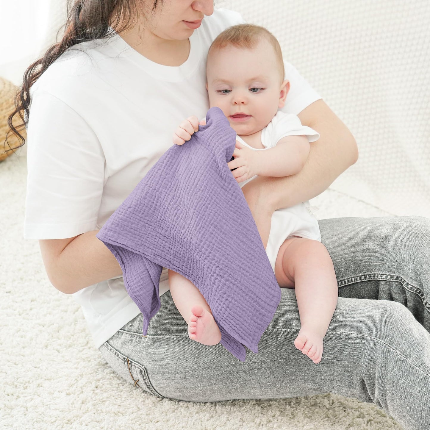 Bearmoss Moltontücher Baby 100% Baumwolle Weiche Spucktücher Baby,Atmungsaktiv und Extrem Saugfähig Musselin Tuch für Saugstark Mulltücher 4er 60x60cm (Brauner Druck)