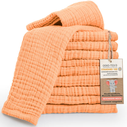 LAYNENBURG 10er-Set Premium Spucktücher Baby aus extra weichem Musselin - 100% Baumwolle - 30x50cm - Oeko Tex 100 - Musselin-tücher als Mulltücher, Mullwindeln oder Stoffwindeln (weiß)