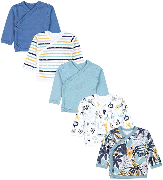 TupTam Baby Jungen Langarm Wickelshirt Baumwolle 5er Set