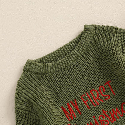 Geagodelia Knitted Christmas Romper Baby Girl Boy Christmas Jumper My First Christmas Newborn Baby Jumper Romper Bodysuit Christmas Jumper
