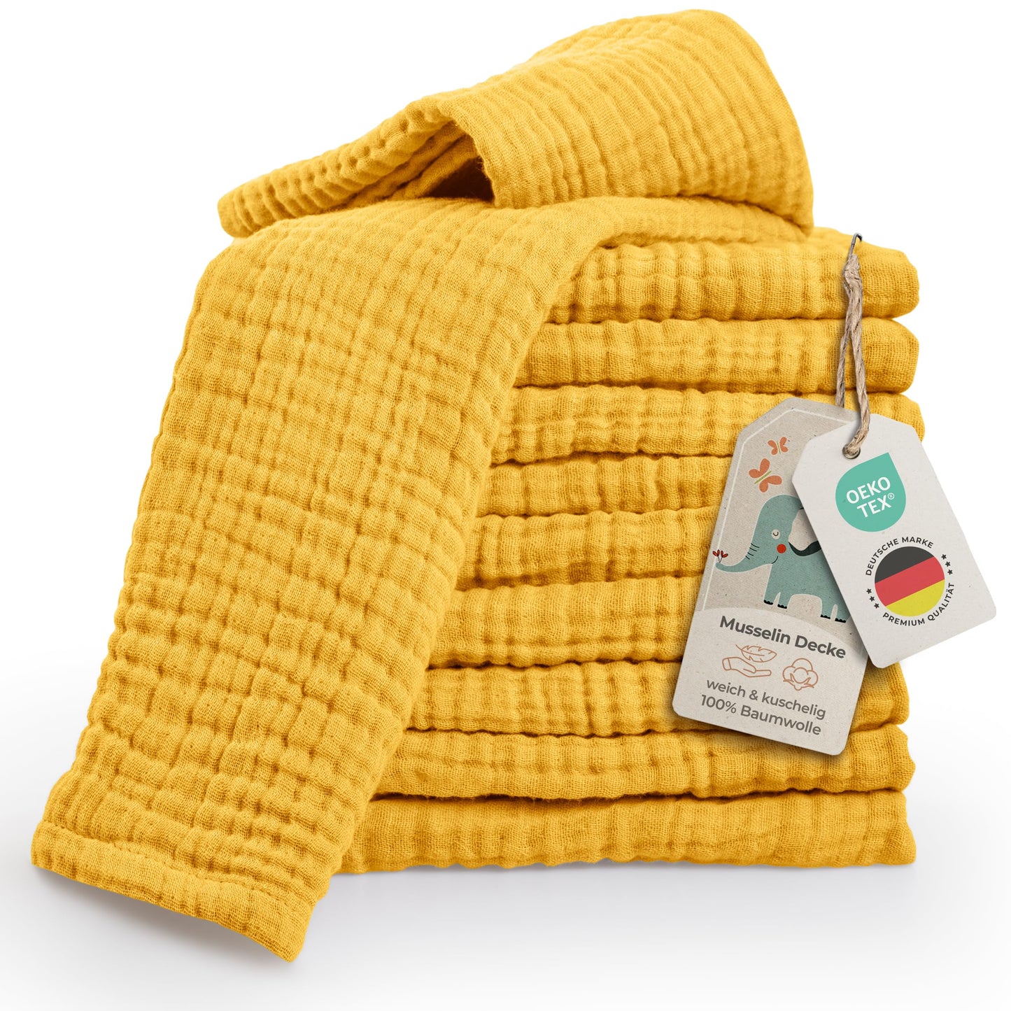 LAYNENBURG 10er-Set Premium Spucktücher Baby aus extra weichem Musselin - 100% Baumwolle - 30x50cm - Oeko Tex 100 - Musselin-tücher als Mulltücher, Mullwindeln oder Stoffwindeln (weiß)
