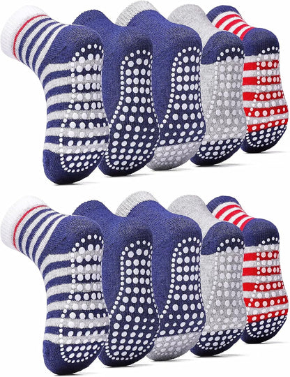 KOWAYI Stoppersocken Kinder 5/10 Paar ABS Rutschsocken Kinder Jungen, Mädchen, Baby Antirutschsocken 1-7 Jahre Grip Socken