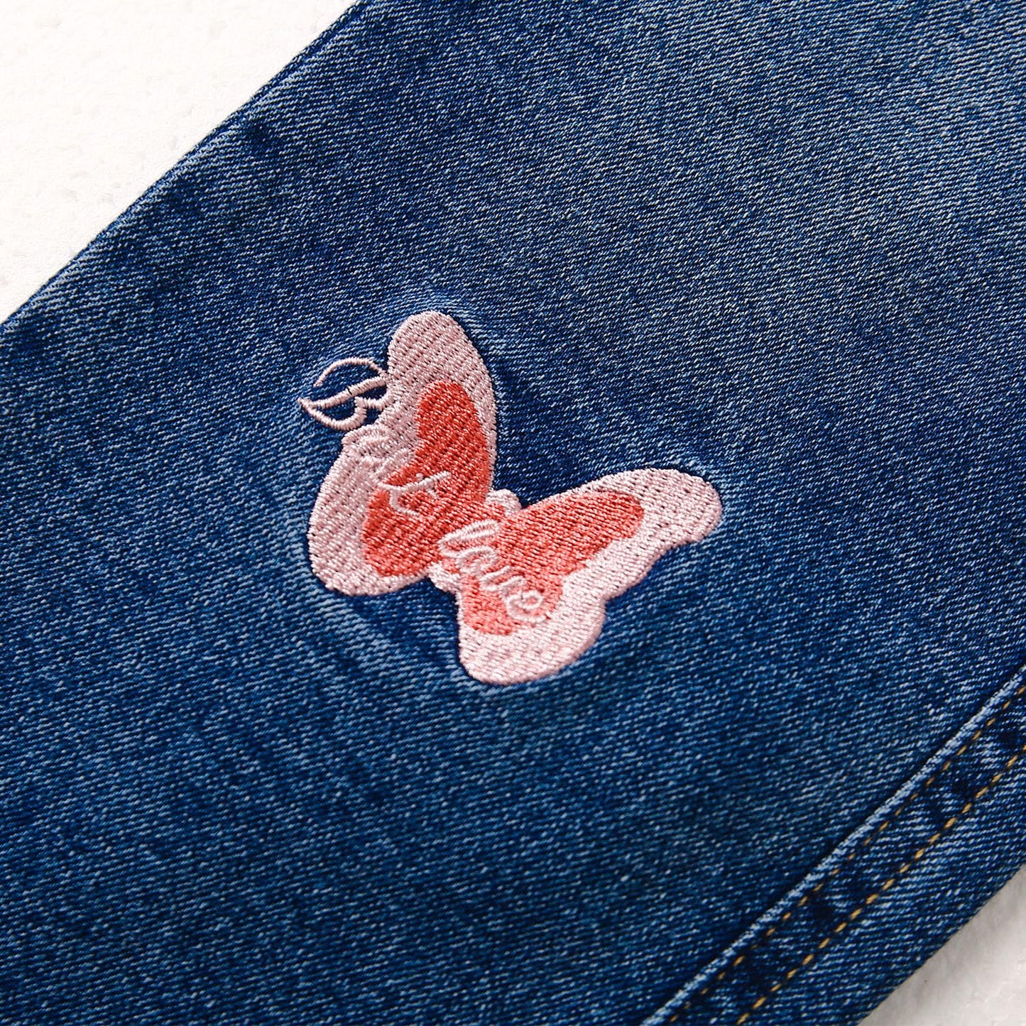 KIDSCOOL SPACE Girls Jeans Split Hem with RAL Edges Elastic Waist in High Elastic Wide Leg Denim Pants