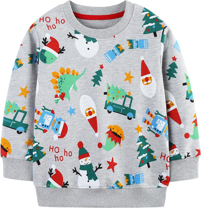 Jungen Pullover Sweatshirt Kinder Casual Langarm Tops Tier Flugzeug Winter Warm Streifen Oberteile Alter 2-7 Jahre