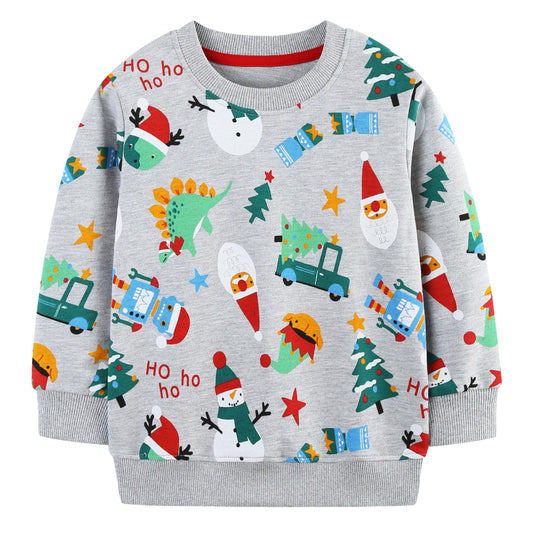 Boys' Pullover Sweatshirt Kids Casual Long Sleeve Tops Animal Aeroplane Winter Warm Striped Tops Age 2-7 Years