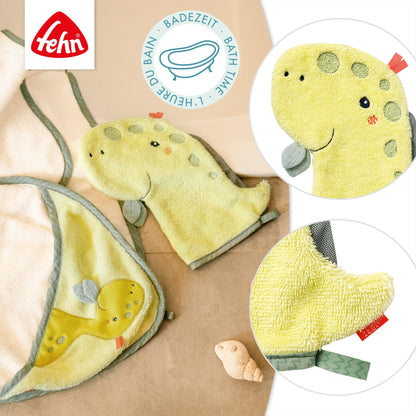 Fehn Waschlappen Lama - Waschhandschuh mit Tiermotiv - Badewannenspielzeug für fröhlichen Badespaß - Babywaschlappen für die Badewanne - weicher Handtuchfrottee für Babys und Kinder ab 0+ Monaten
