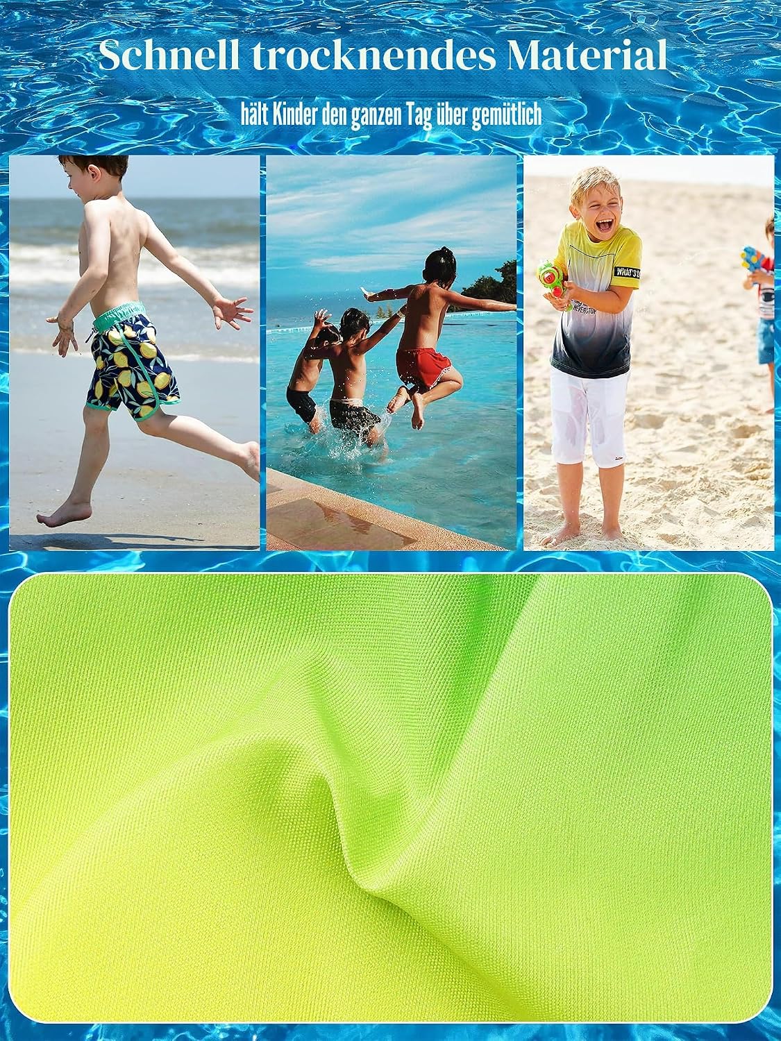 Badehose Jungen Farbverlauf Badeshorts mit Meshfutter und Verstellbarem Tunnelzug