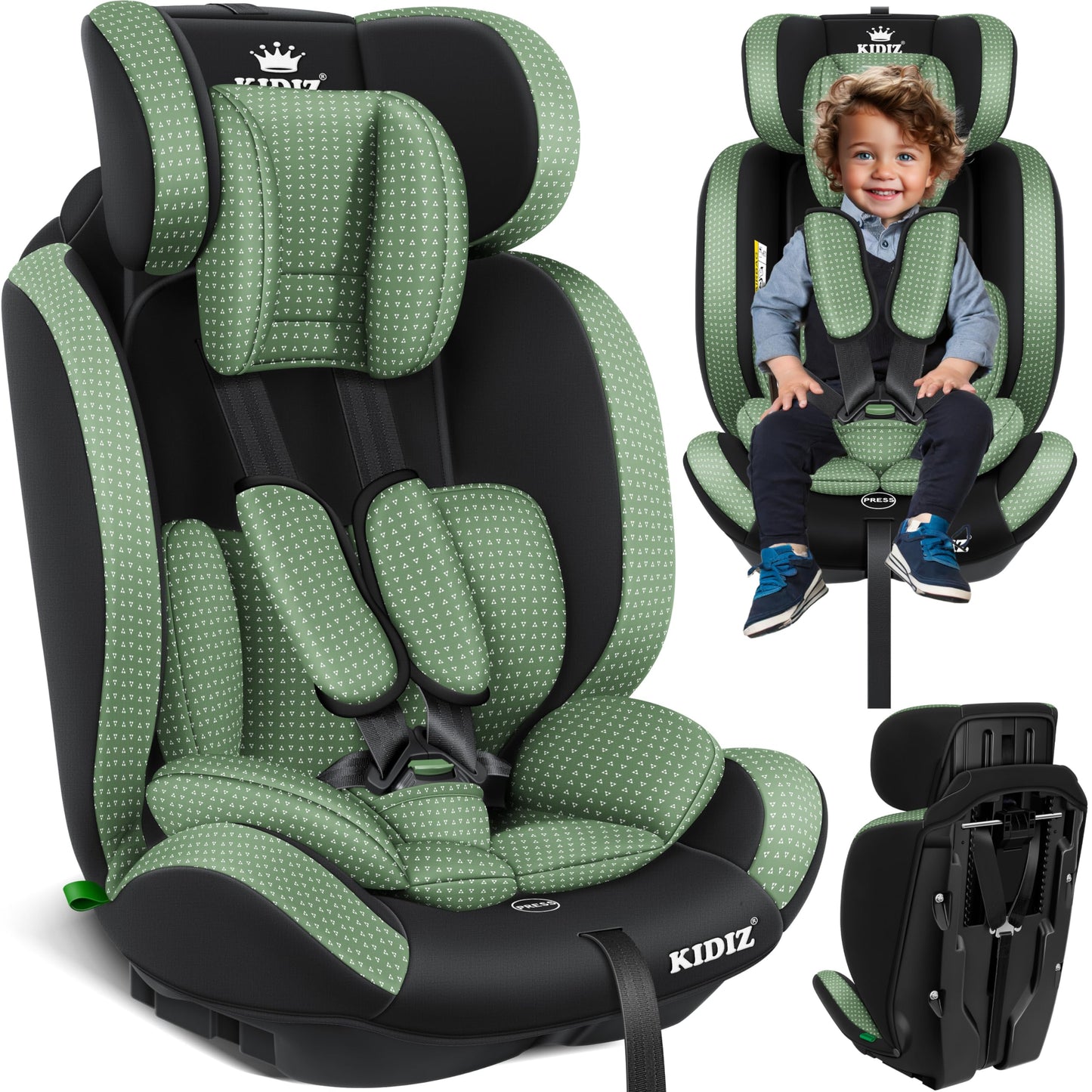KIDIZ® Autokindersitz Triangle Premium Kindersitz Kinderautositz | Autositz Sitzschale | 9 kg - 36 kg 1-12 Jahre | Gruppe 1/2/3 | universal | zugelassen nach ECE R129/03 | mit Isofix - Meloni2