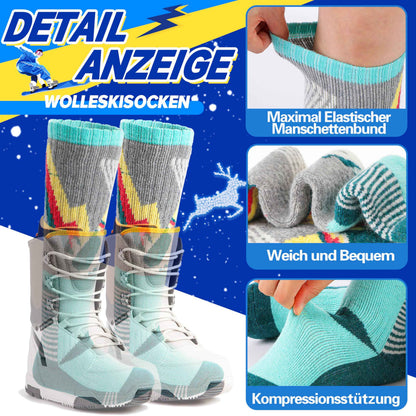 ANTSANG Kinder Merino Woll Skisocken Jungen Mädchen Thermisch Dick Warm Winter Gemütlich Kniehohe Socken zum Skifahren Snowboarden 3 Paar