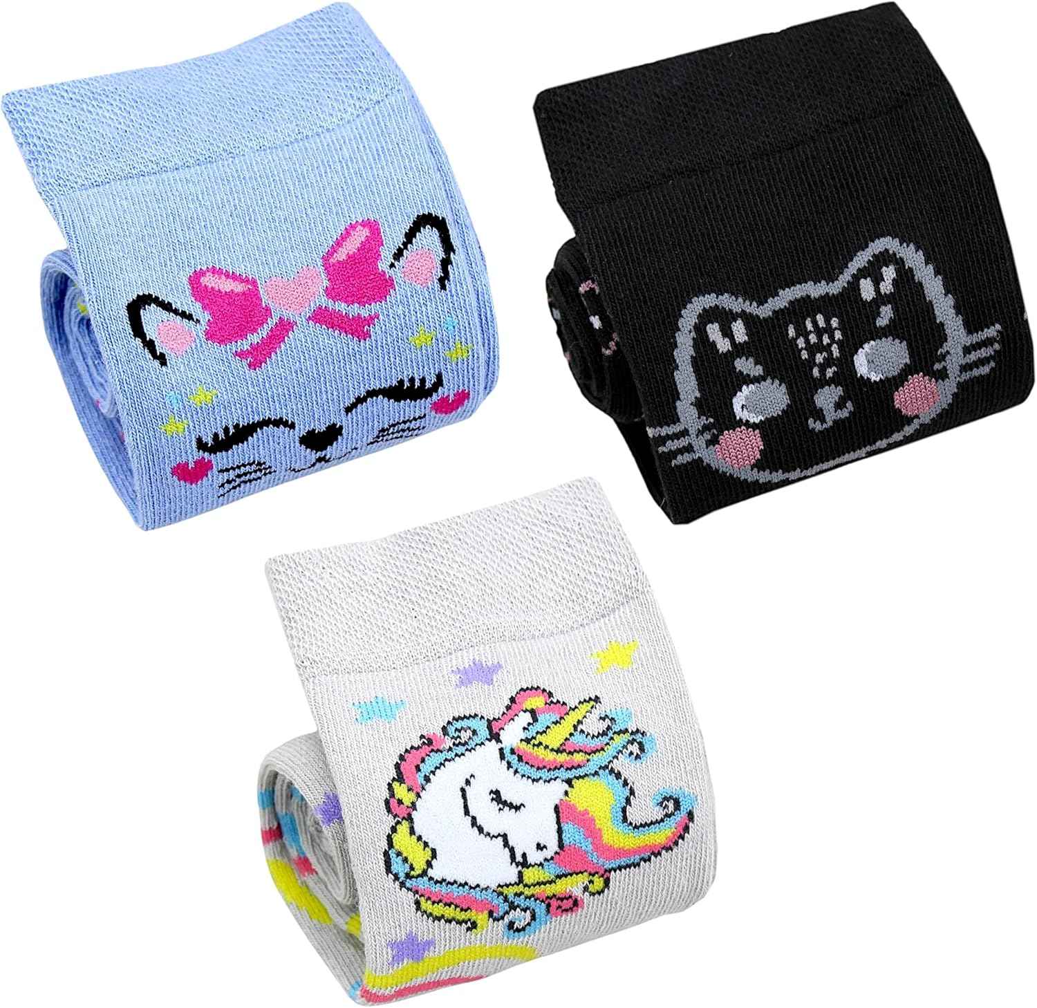 TupTam Girls' Knee-Length Socks, Patterned, Pack of 3