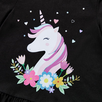 PATPAT Mädchen Kleid Set, Packung mit 3 Sommerkleider mit Kurzen Ärmeln und Rüschen in 3 verschiedenen Prints, Hochzeit Geburtstag Party Bankett Urlaub, Prinzessin Kleider für Mädchen 2-7 Jahre