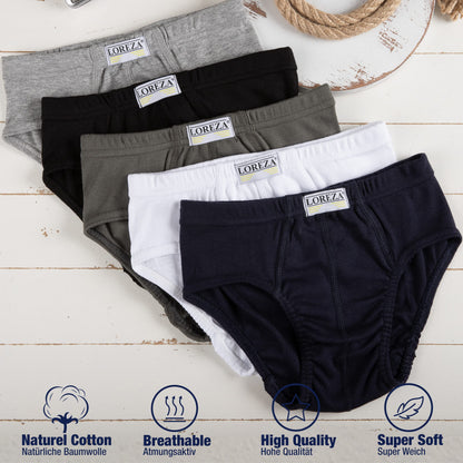 LOREZA ® 10 Jungen Slips aus 100% Baumwolle Unterhosen Unterwäsche 92-170