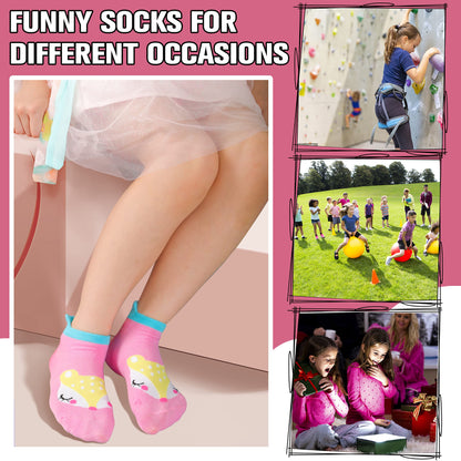 ANTSANG Kinder Lustige Socken Mädchen Sneaker Socken Kurze Einhorn Kindersocken Bunte Cartoon Baumwolle Kleinkind Socken 6 Paare