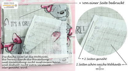 FENSILO - Mulltücher - Mullwindeln - 10er Pack 70x80 cm - Stoffwindeln, Made IN EU, schadstoffgeprüft - Spucktücher Set für Mädchen – Baby Mullwindeln- Rosa - Oeko-TEX Zertifiziert