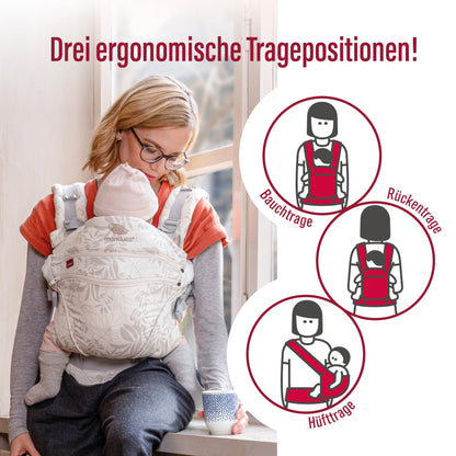 manduca XT Babytrage - Verstellbarer Sitz, der mitwächst - Vom Neugeborenen bis zum Kleinkind - Babytrage aus Bio-Baumwolle mit 3 Tragemöglichkeiten