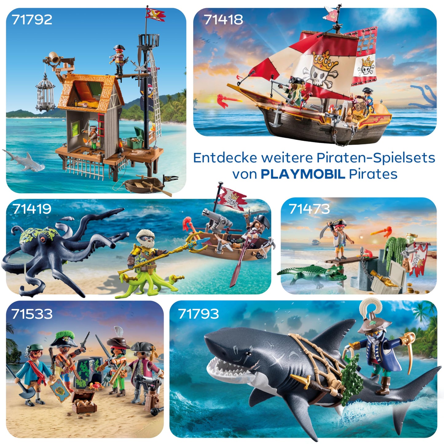 PLAYMOBIL Pirates 71418 Pirate Ship, Exciting Adventures on the High Sea, with Extensive Accessories such as Telescope, Compass and Cannons, Toy for Children from 4 Years