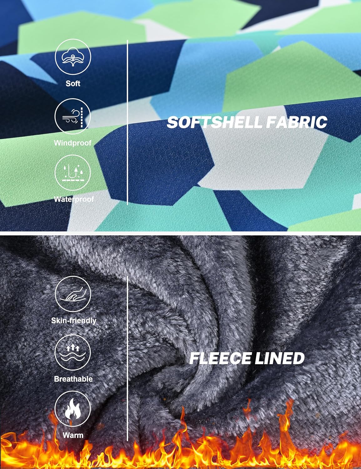 MoFiz Winter Jacket Boys Ski Jacket Warm Inner Lining Children's Outdoor Softshell Jackets Snow Jacket with Removable Hood