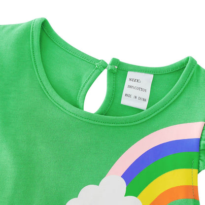 SFreeBo Girls Dresses Unicorn Rainbow Dress Kids Girls Gift Cotton Colourful Dresses for Girls 104 110 116 122 128