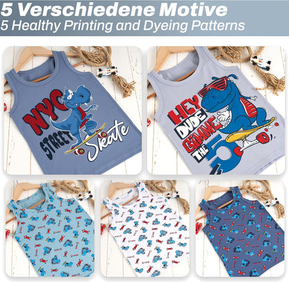 LOREZA ® 5 Pack Jungen Unterhemden aus Baumwolle Tank Top Unterwäsche Knaben
