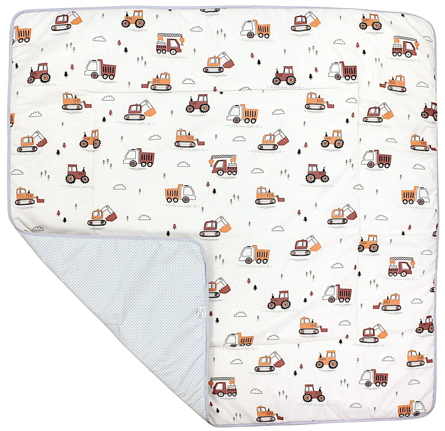 TupTam Krabbeldecke für Baby 120x120 cm - Gepolsterte Spieldecke Baby Baumwolle, XXL, OEKO-TEX, Weich & Hautfreundlich, Farbe: Wald/Beige