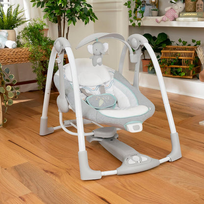 Ingenuity ConvertMe 2-in-1 Baby Swing & Rocker Baby Rocker Electric Portable Vibrations Nature Sounds 0-9 Months Max 9kg - Swell