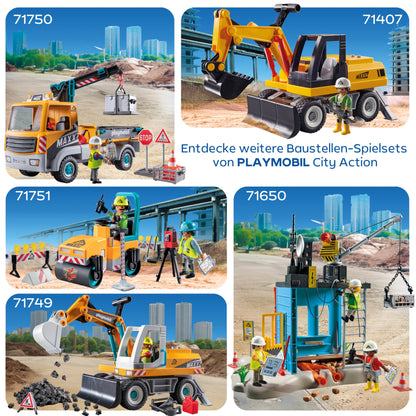 PLAYMOBIL Road Construction Site Toy Child Construction Site Play Set Toy for Children from 4 Years 71751