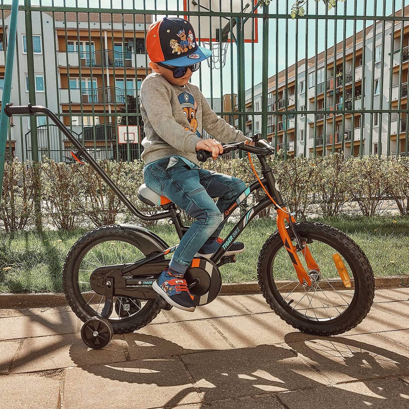 sun baby Jungenfahrrad Kinderfahrrad 14 und 16 Zoll Jungen Tiger Tracker Bike Leicht Stützräder mit Schubstange ab 2-6 Jahre BMX Fahrrad Kinder - Meloni2