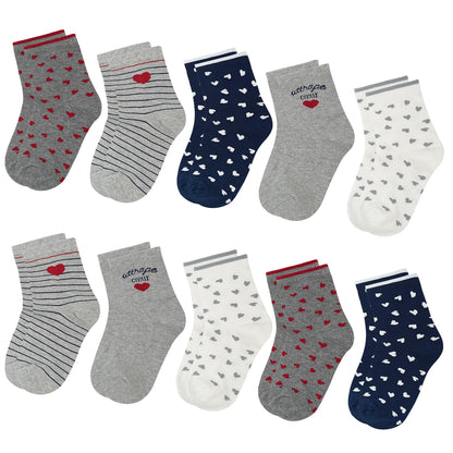 L&K-II 10/12 Paar Kinder Mädchen Socken aus Baumwolle Kleinkind niedliche Muster Kids Sneakersocken bunt 2808VA